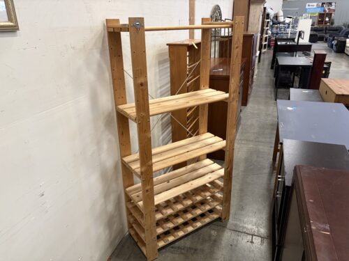 Natural Knotty Pine Shelving with Wine Storage