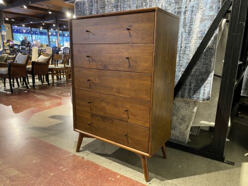 ASHCROST Francesca Mid-Century Modern Solid Wood Tallboy 5-Drawer Dresser