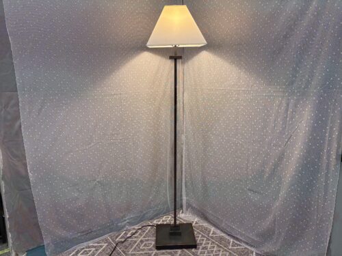 Tall Black Floor Lamp with Glass Encasement Post