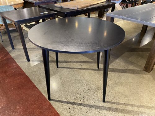 Black Round Dining Table with Tapered Legs