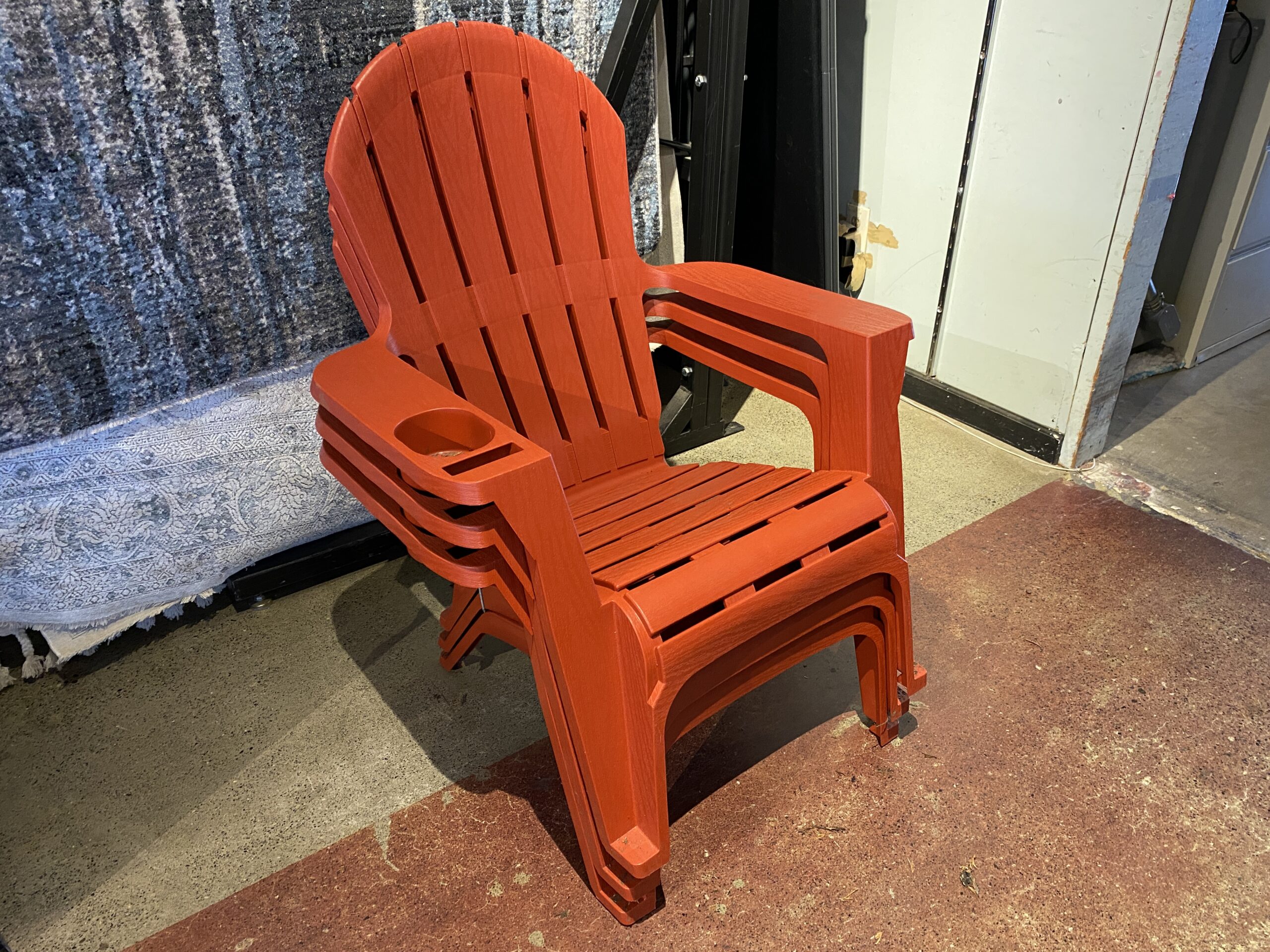 Chile Red Stackable Outdoor Chairs (Set of 3)