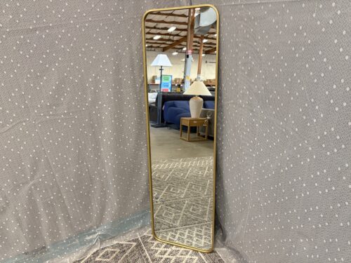 Modern Wall Mirror with Sleek Gold Tone Frame