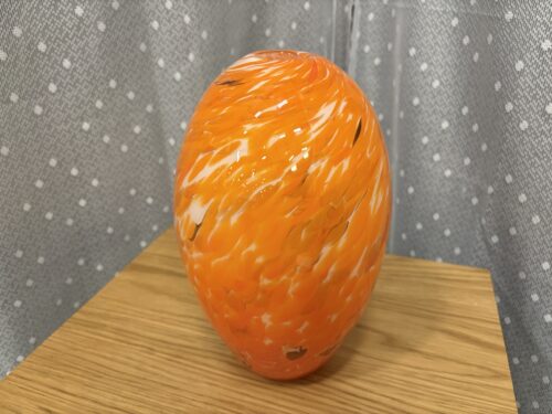 Vibrant Orange Murano Style Hand Blown Glass Vase