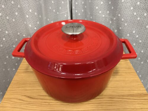 LAVA Signature Round Enameled Cast Iron Dutch Oven in Cayenne Red