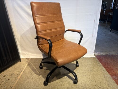 Brown High-Back Height Adjustable Office Chair