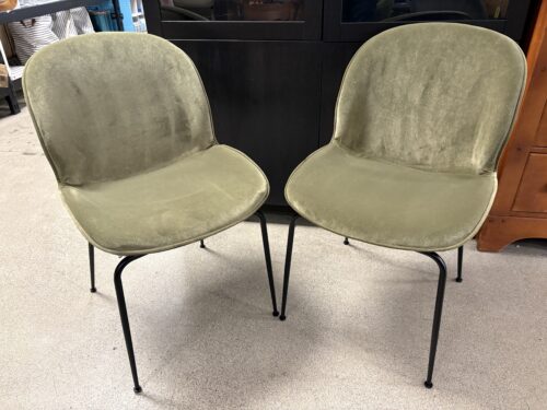 Moss Green Modern Side Chair w/ Black Legs (Set of 2)