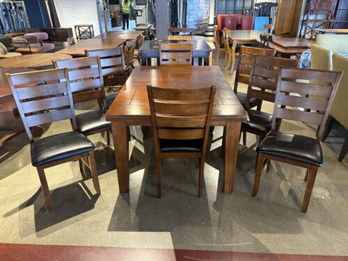 Rustic Dining Table with Ladder Back Chairs (Set of 8 Chairs )