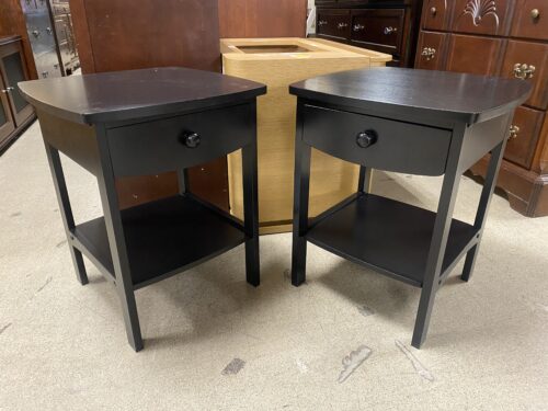 Small Black Square Single Drawer Open Nightstands (Set of 2)