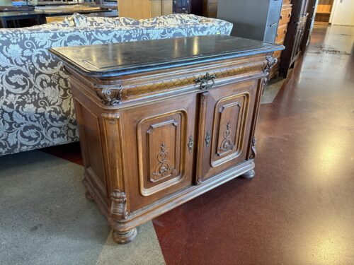 Vintage Louis XV Gray Marble Top Sideboard