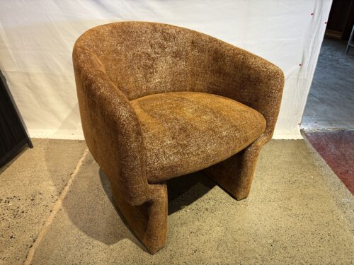 Burnt Orange Art Deco Barrel-Back Chair