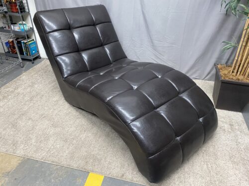 Tufted Black Armless Chaise Lounge Chair