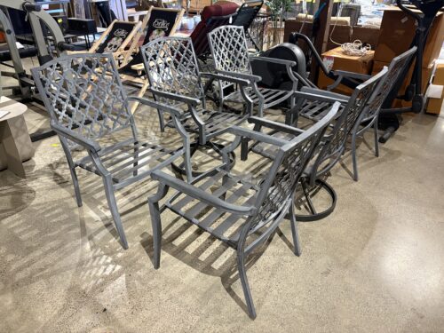 Cast Aluminum Woven Back Outdoor Armchairs ( Set of 6 )