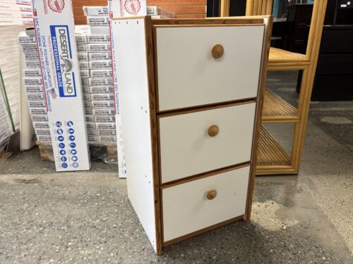 White & Light Brown 3-Drawer Chest