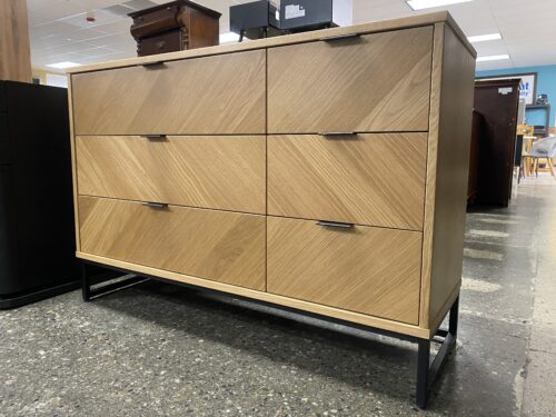 Contemporary Light Wood & Metal 6-Drawer Dresser