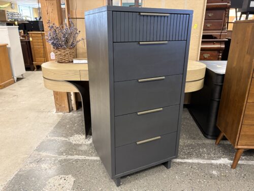 Black Contemporary Narrow 5-Drawer Tall Dresser