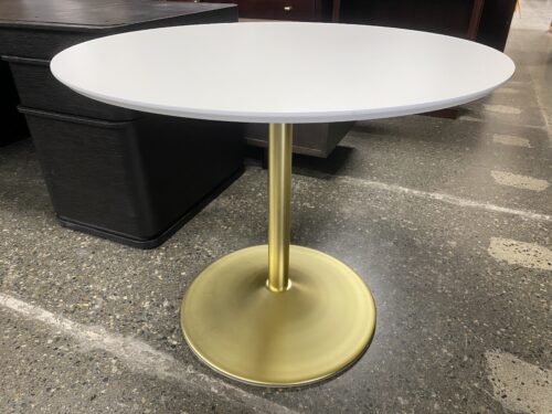 White & Gold Round Pedestal Dining Table