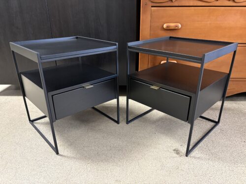 Black Modern Industrial Open Nightstand (Set of 2)