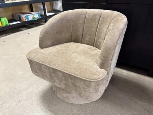 Beige Barrel Back Swivel Chair