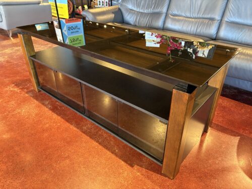 SONAX Bl-6600 Berlin 60 Inch Black Tv Stand with Glass Top