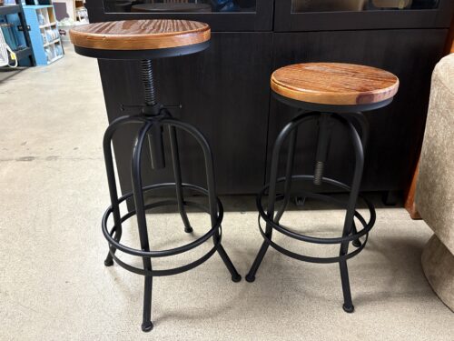Rustic Brown Industrial Adjustable Counter Stool (Set of 2)