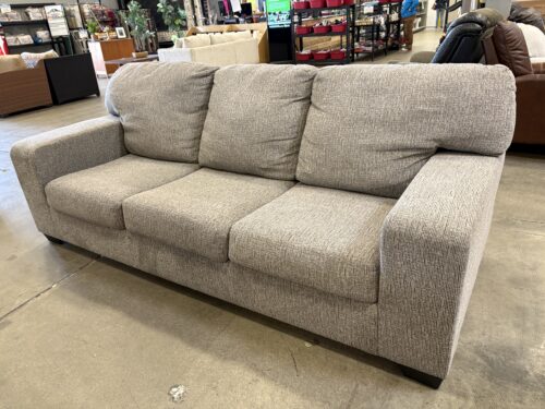 ASHLEY FURNITURE Heathered Grey Square Arm 3 Seat Sofa