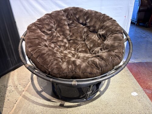 Brown Papasan Chair with Rattan Bent Frame