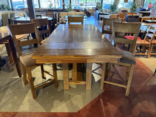 ASHLEY FURNITURE  Krinden Rustic Counter Height Extension Table with Gray Krinden Rustic Chairs ( Set of 6 )