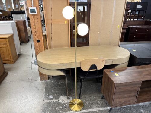 Gold Toned Modern Dual Orb Floor Lamp