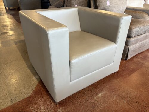 BERNHARDT B.1 Minimalist Modern Gray Leather Lounge Chair