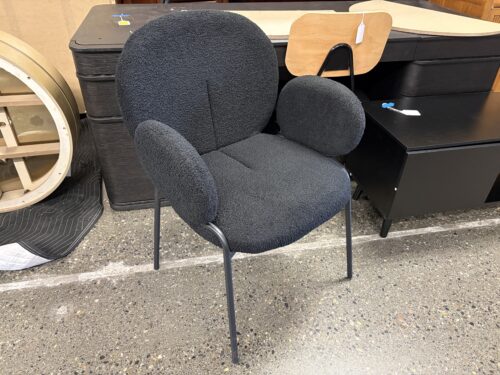 Modern Black Boucle Padded Chair w/ Black Metal Legs