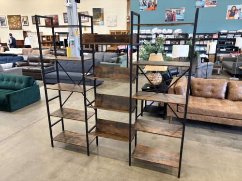 73" 14 Tier Rustic Shelf Etagere Bookcase with Black Metal Frame