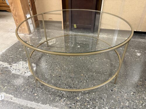 Gold Framed Round Glass Coffee Table