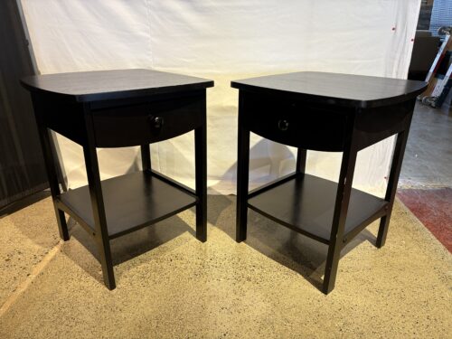 Black Sleek Curved Top 1-Drawer Nightstand (Set of 2)