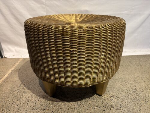 Hand Woven Rattan Golden Ottoman Footstool