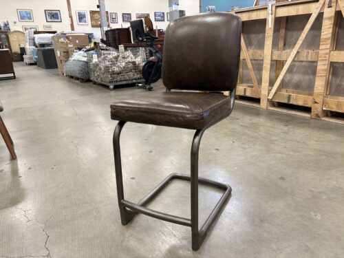 POTTERY BARN Brown Sleek Counter Height Stool with Metal Base