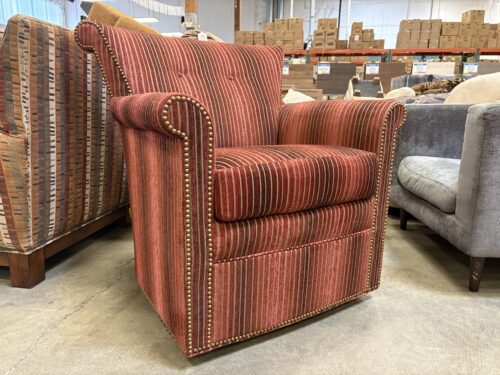 HEKMAN  Ombre Pattern Piped Chenille Swivel Accent Chair with Nailhead Trim