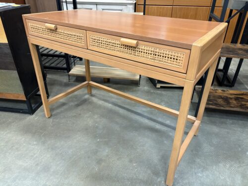 Vintage Wooden Warm Tone Desk with Drawers