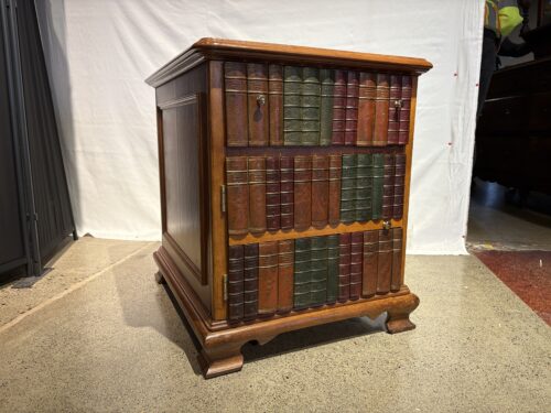 One Drawer Nightstand with False Bookcase Design