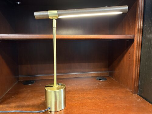 Linear Wood Table Lamp w/ Brass Base