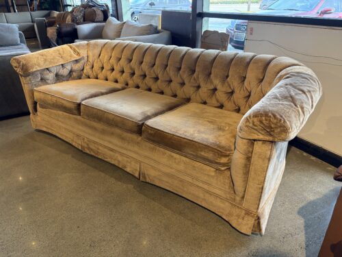 Vintage Gold Velvet Chesterfield Style Tufted Couch