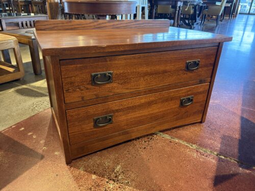 Mission Style Oak Lowboy 2 Drawer Chest