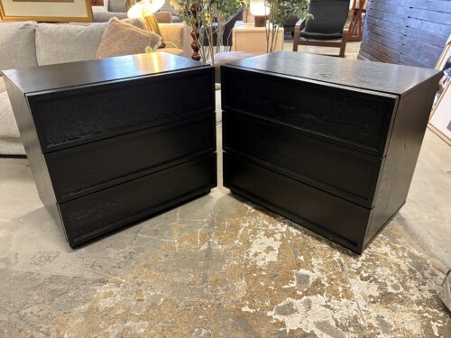 SAFAVIEH Black Minimal 3-Drawer Closed Nightstand (Set of 2)