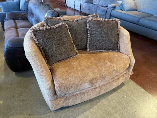 Ashbury 55" Wide Swivel Chair in Golden Beige