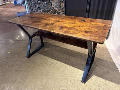 NEW! Rustic Brown Desk with Black Metal Curved Base
