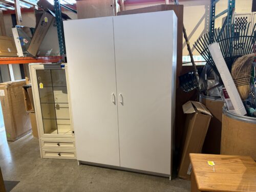 Two Door White Cabinet with Adjustable Storage