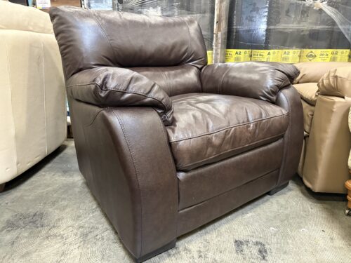 Chocolate Brown Plush Leather Accent Chair