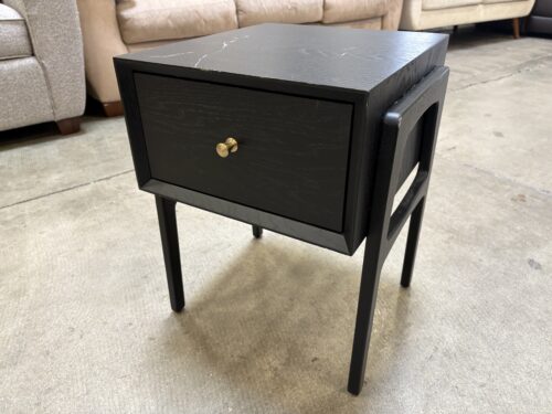 Modern Black Petite Nightstand with Drawer