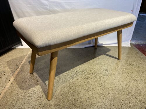 AT HOME Honeybloom Brooks MCM Style Light Gray Wooden Bench