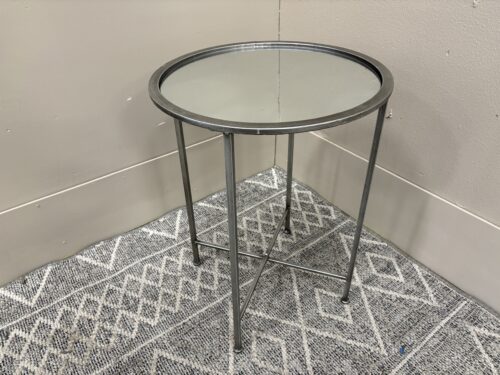 Modern Minimalist Metal and Mirror Top Table