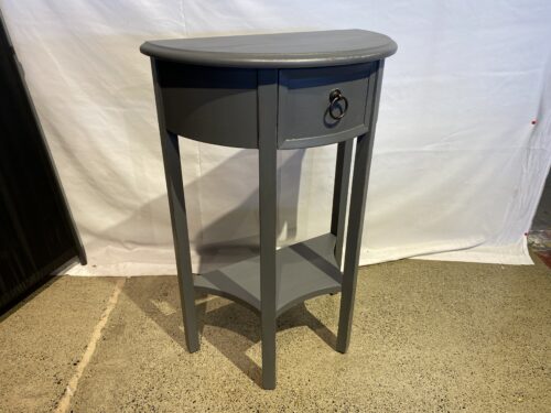 LEICK HOME Half Moon Gray Painted 1-Drawer Console Table